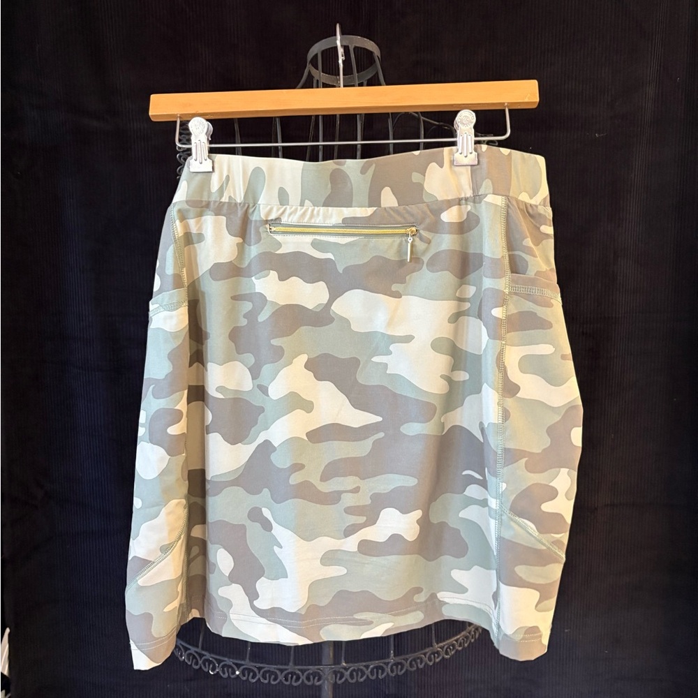 2 piece Chico's Camouflage Skort and matching Sleeveless Shirt- Green and Tan